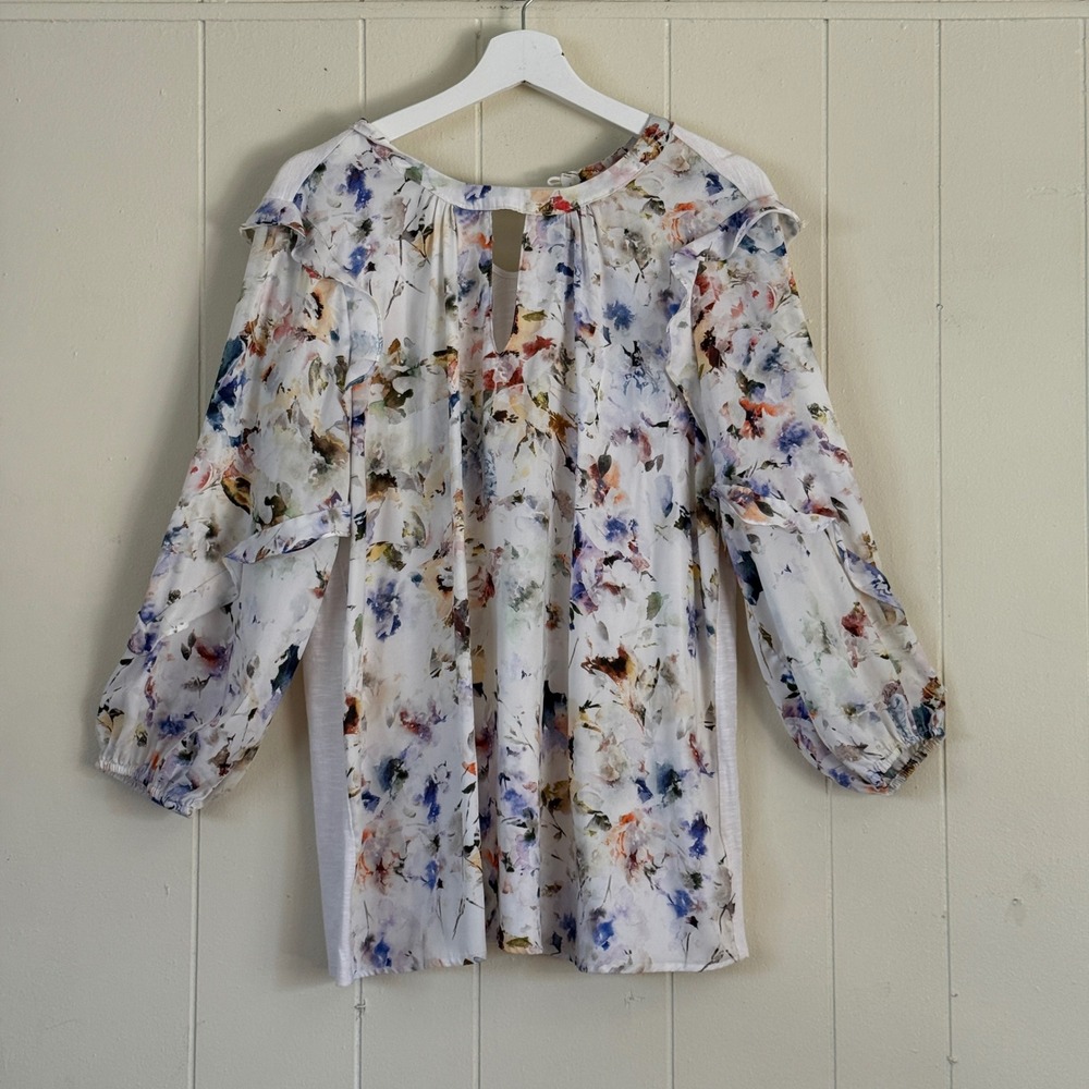 Dolan Anthropologie Womens Boho Romantic Floral Ruffle Sleeve Blouse Size L Chic